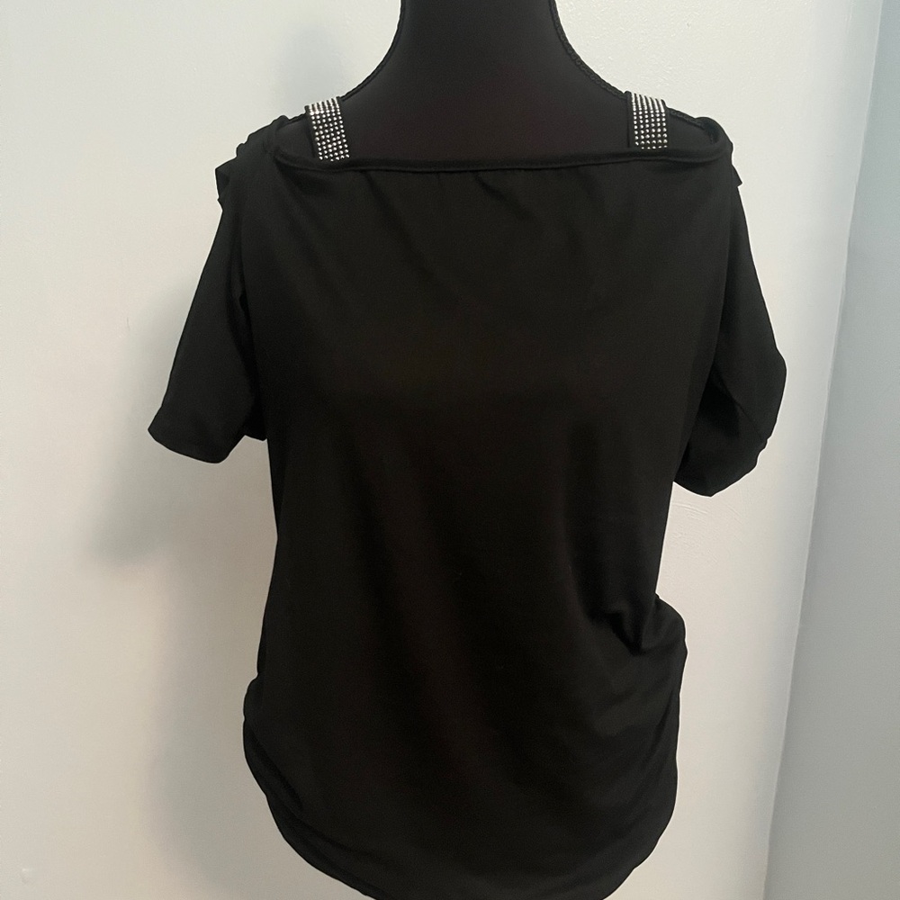 SHEIN Black Top with Embellished Straps